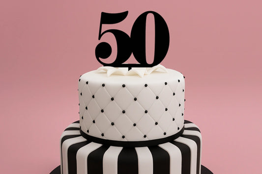 Black 50 Number Cake Topper - Anniversary Birthday - Iconic Cake Art