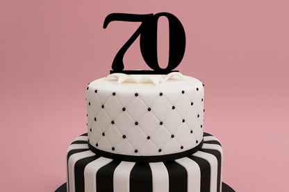 Black 70 Number Cake Topper - Anniversary Birthday - Iconic Cake Art
