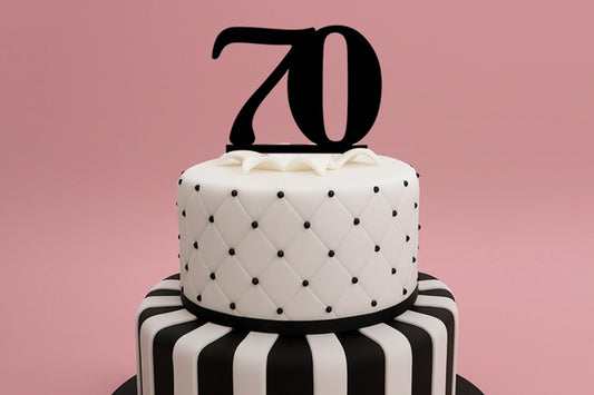 Black 70 Number Cake Topper - Anniversary Birthday - Iconic Cake Art