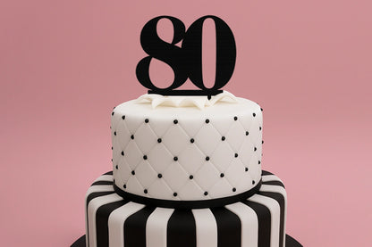 Black 80 Number Cake Topper - Anniversary Birthday - Iconic Cake Art