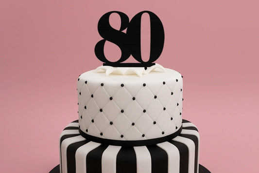 Black 80 Number Cake Topper - Anniversary Birthday - Iconic Cake Art