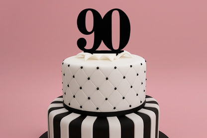 Black 90 Number Cake Topper - Anniversary Birthday - Iconic Cake Art