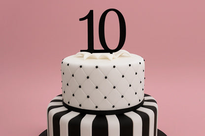 Black Number 10 - Cake Topper - Iconic Cake Art