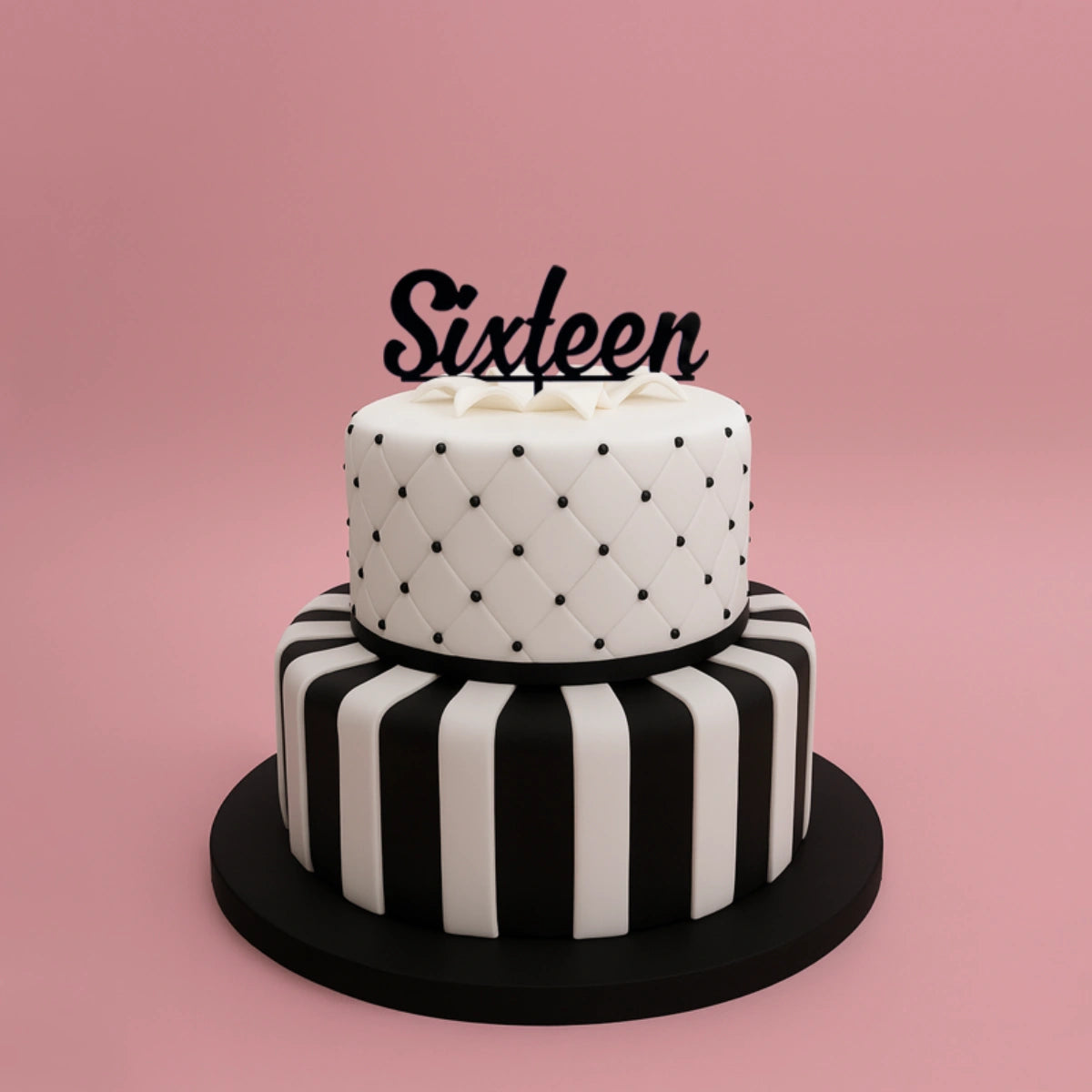 Sixteen - Acrylic Birthday Cake Topper - Black - Iconic Cake Art