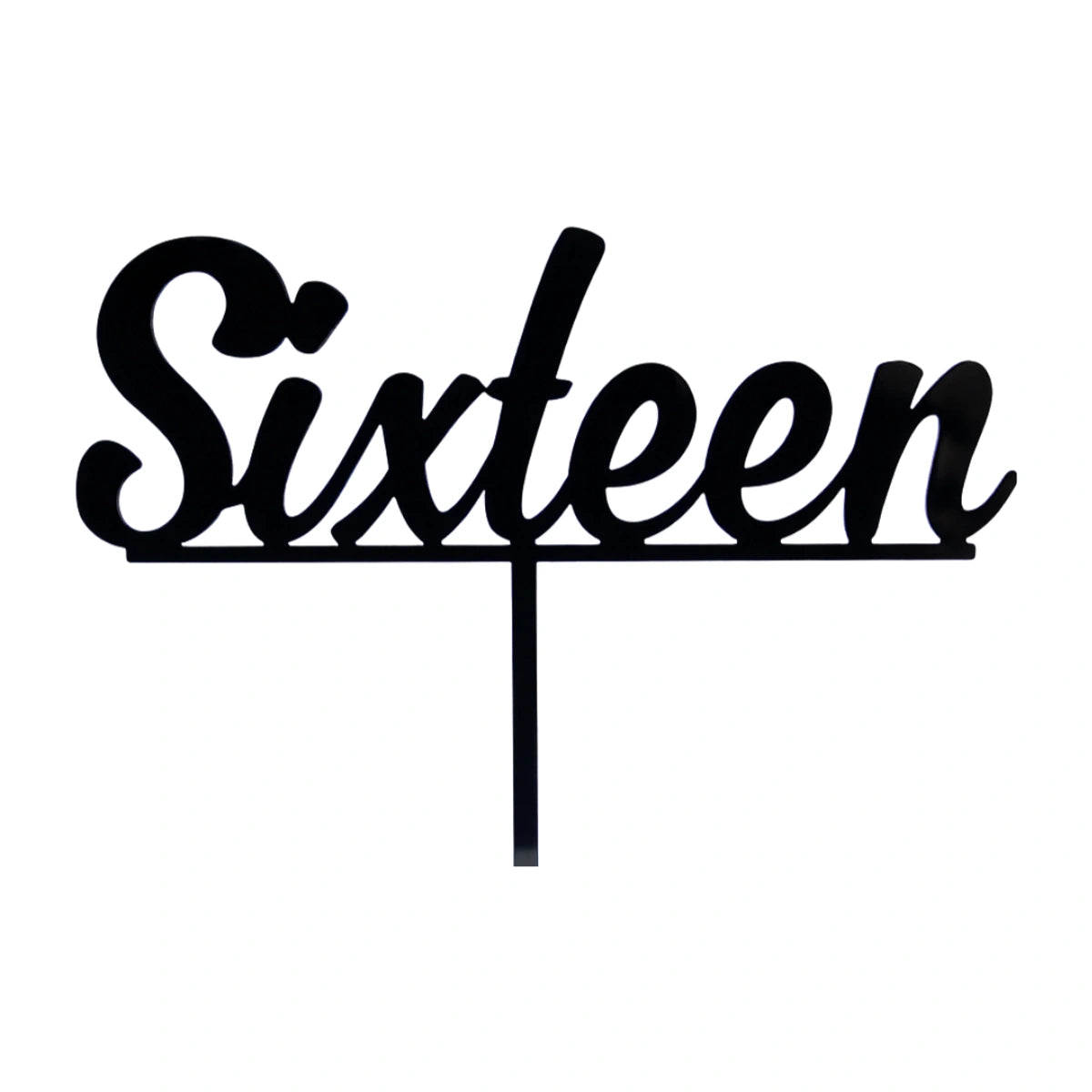 Sixteen - Acrylic Birthday Cake Topper - Black - Iconic Cake Art