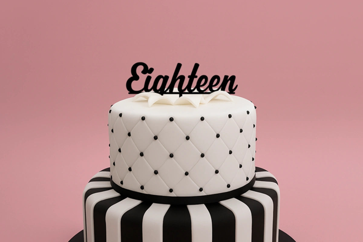 Black Eighteen - Birthday Cake Topper - Iconic Cake Art