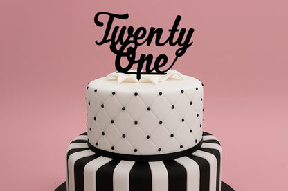 Black Twenty One - Birthday Cake Topper - Iconic Cake Art