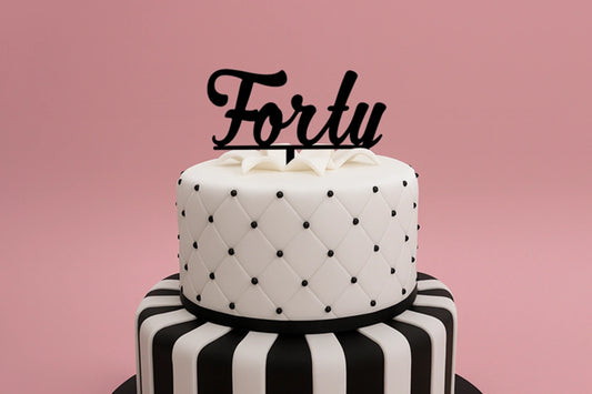 Black Forty - Birthday Cake Topper - Iconic Cake Art