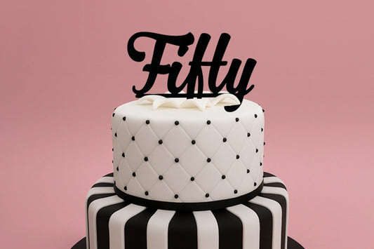 Black Fifty - Birthday Cake Topper - Iconic Cake Art