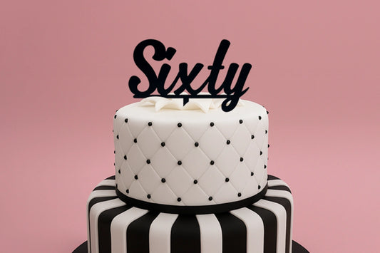 Black Sixty - Birthday Cake Topper - Iconic Cake Art