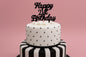 Black Happy 21st Birthday - Curled Font - Cake Topper - Iconic Cake Art