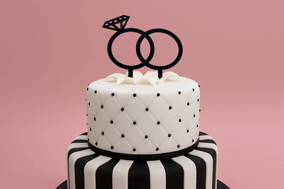 Diamond Rings Wedding Engagement Cake Topper 10cm - Iconic Cake Art