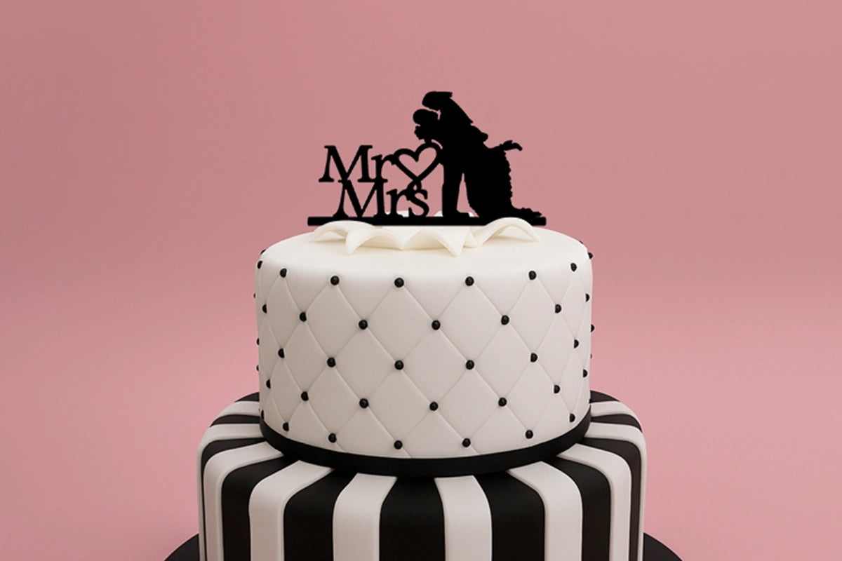 High Mr and Mrs Couple - Wedding Silhouette Cake Topper - Cake Decor 17cm - Iconic Cake Art