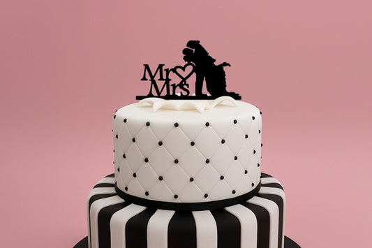 High Mr and Mrs Couple - Wedding Silhouette Cake Topper - Cake Decor 17cm - Iconic Cake Art