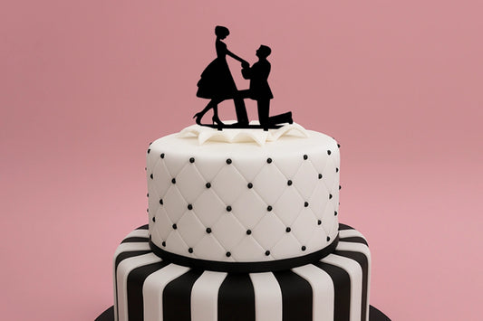 Proposal 1 - Engagement Wedding Silhouette Cake Topper - Iconic Cake Art
