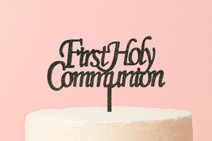 Black First Holy Communion - Cake Topper - Glitter - Iconic Cake Art