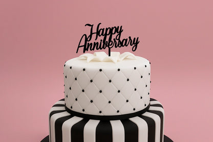 Black Happy Anniversary - Cake Topper - Iconic Cake Art