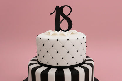 Black Number 18 Script - Cake Topper - Iconic Cake Art