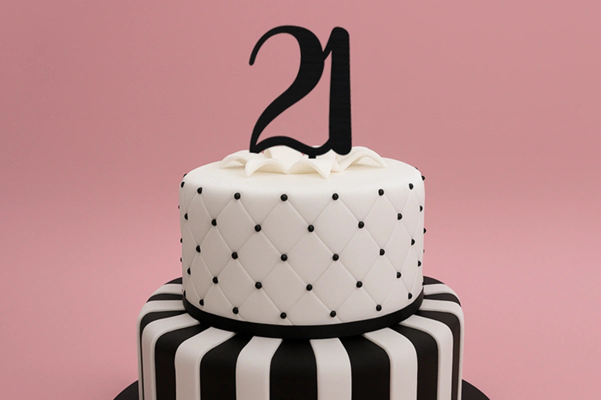 Black Number 21 Script - Cake Topper - Iconic Cake Art