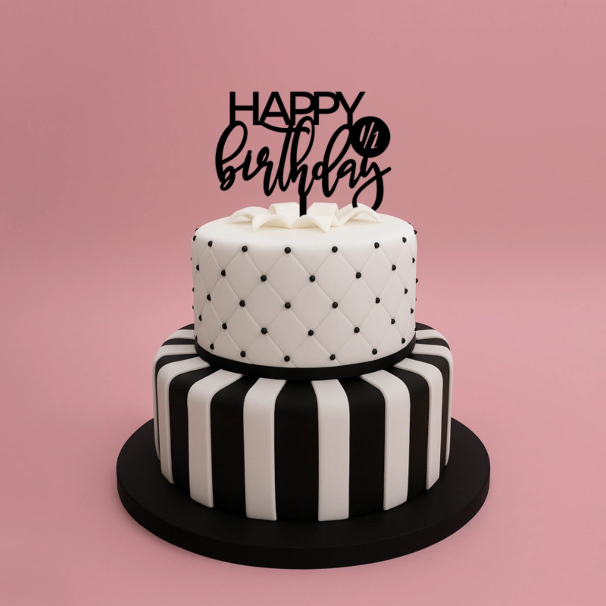 Black Style 2 Happy Half Birthday - Topper - Iconic Cake Art