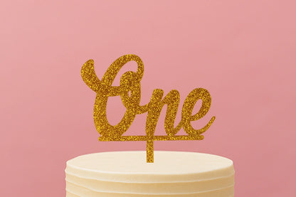 Gold One - Birthday Cake Topper - Glitter - Iconic Cake Art