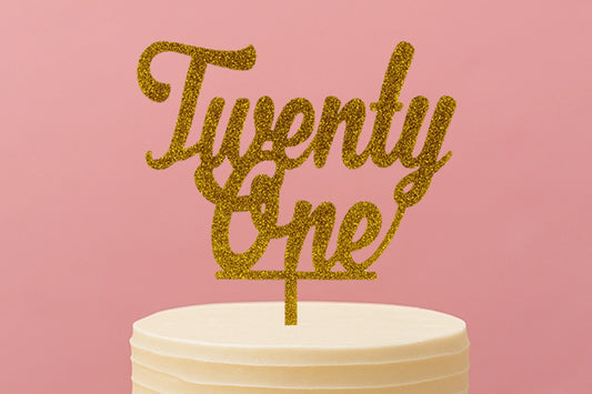 Gold Twenty One - Birthday Cake Topper - Glitter - Iconic Cake Art