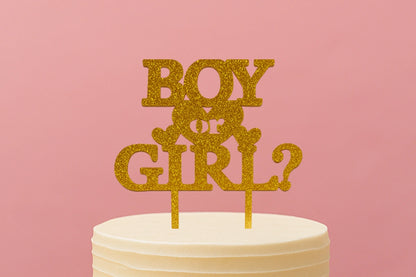 Gold Boy or Girl? - Baby Shower Cake Topper - Glitter - Iconic Cake Art