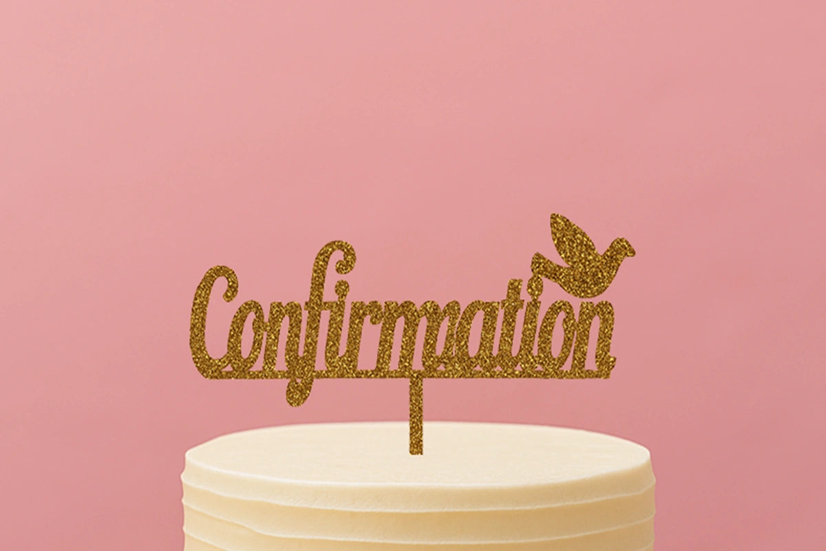 Gold Confirmation - Cake Topper - Glitter - Iconic Cake Art