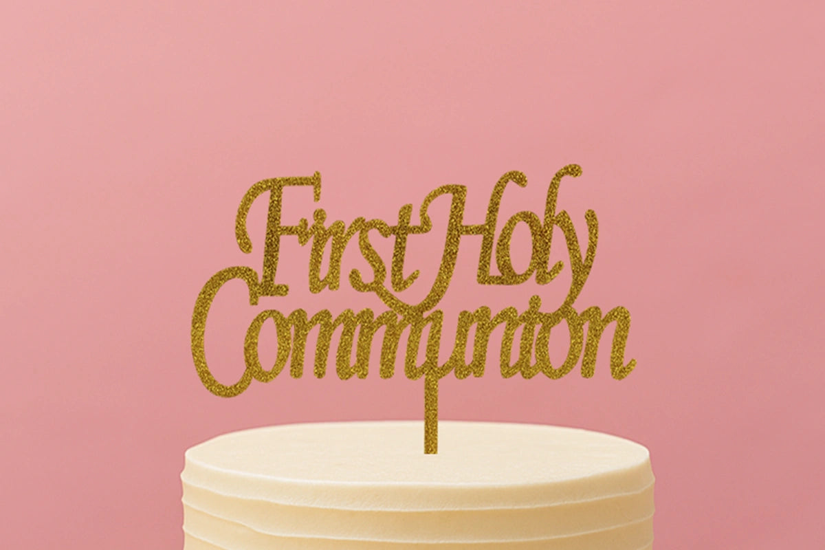 Gold First Holy Communion - Cake Topper - Glitter - Iconic Cake Art