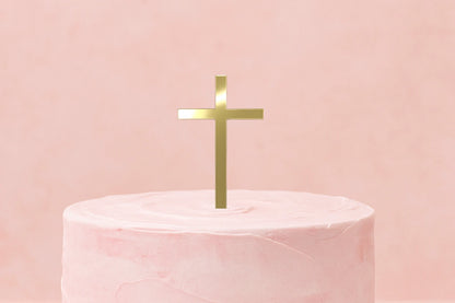 Gold Mirror Cross Cake Decoration - Iconic Cake Art