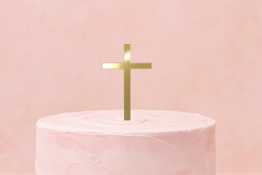 Gold Mirror Cross Cake Decoration - Iconic Cake Art