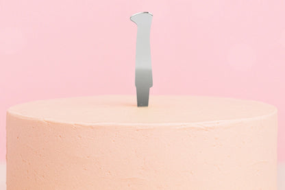 Silver Number 1 One Mirror Cake Topper - Monogram 8cm - Iconic Cake Art