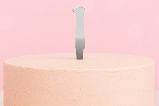 Silver Number 1 One Mirror Cake Topper - Monogram 8cm - Iconic Cake Art