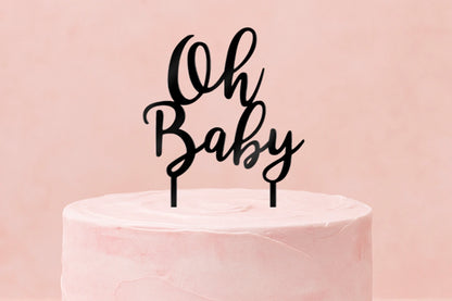 Silver Oh Baby - Shower Cake Topper - Mirror - Iconic Cake Art
