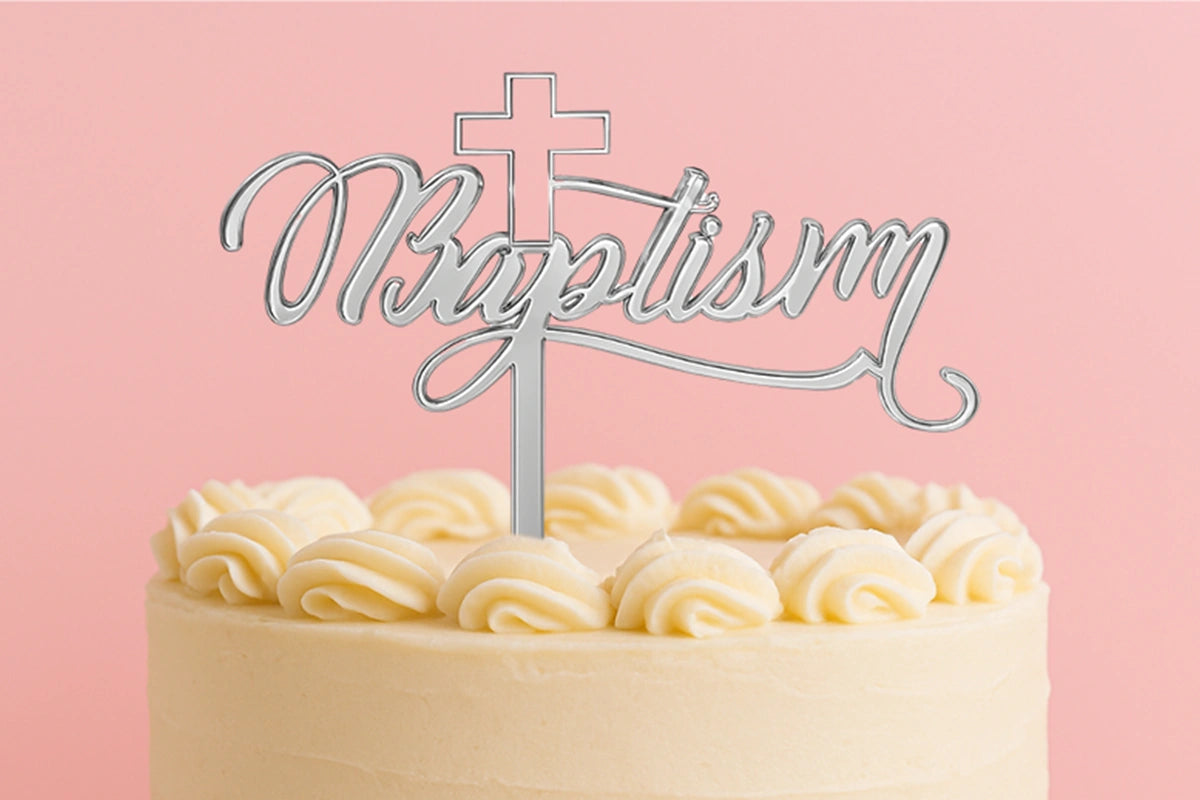 Silver Baptism - Cake Topper - Mirror - Iconic Cake Art