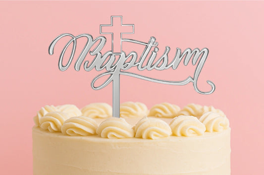 Silver Baptism - Cake Topper - Mirror - Iconic Cake Art