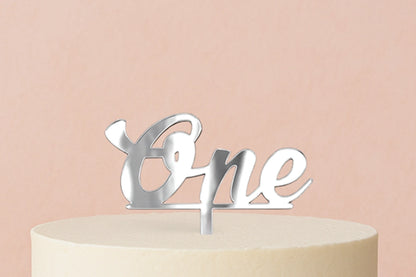 Silver One - Birthday Cake Topper - Mirror - Iconic Cake Art