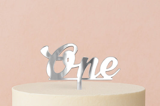 Silver One - Birthday Cake Topper - Mirror - Iconic Cake Art