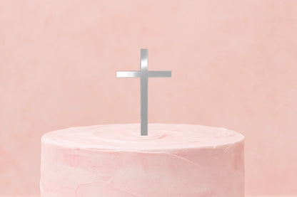 Silver Mirror Cross Cake Decoration - Iconic Cake Art