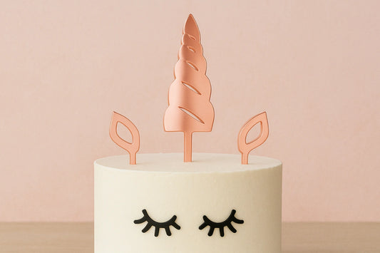 Rose Gold Set Unicorn Horn - Cake Topper - Mirror (5 Pack) - Iconic Cake Art