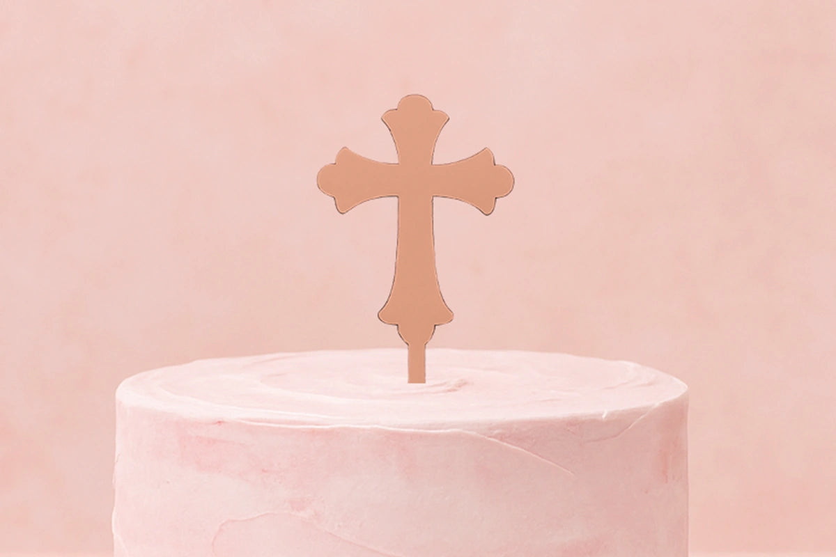 Rose Gold Cross - Cake Topper - Iconic Cake Art