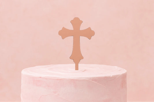 Rose Gold Cross - Cake Topper - Iconic Cake Art