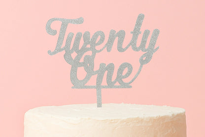 Silver Twenty One - Birthday Cake Topper - Glitter - Iconic Cake Art