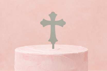 Silver Cross - Cake Topper - Mirror - Iconic Cake Art