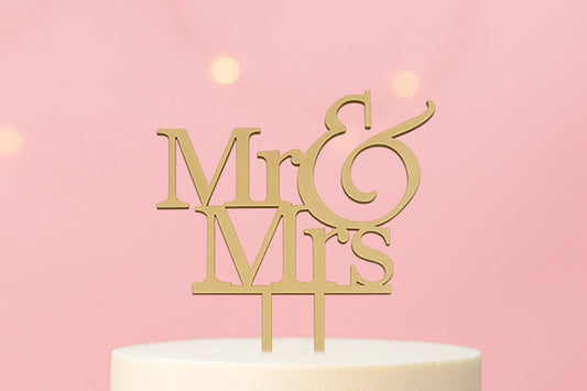Mr and Mrs Wood Look Engagement Wedding Cake Topper - Iconic Cake Art