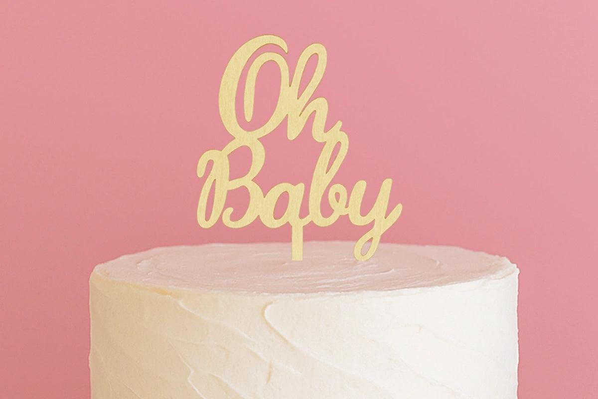 Oh Baby - Wood Look Shower Cake Topper - Iconic Cake Art