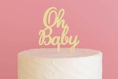 Oh Baby - Wood Look Shower Cake Topper - Iconic Cake Art