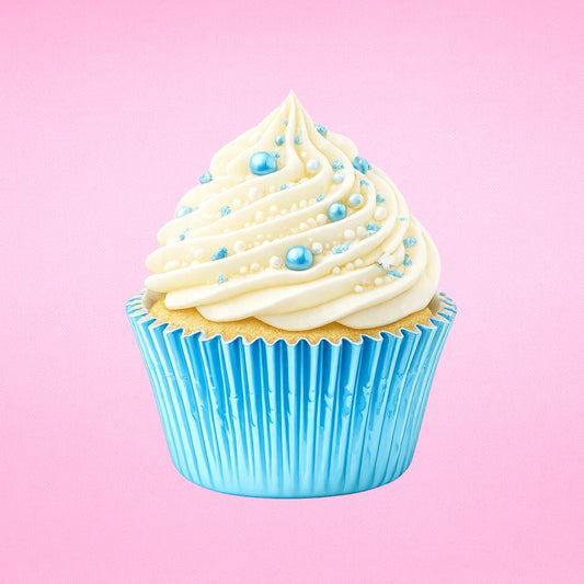 Light Blue Large Foil Cupcake Cases - 25 Pieces