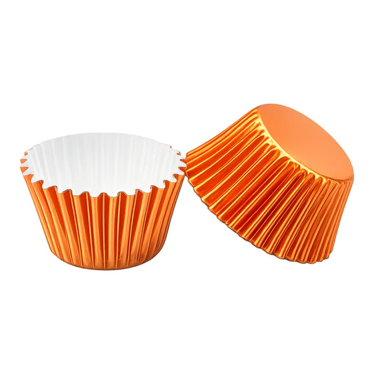 Orange Mini 25mm Foil Cupcake Cases - 50 Pieces