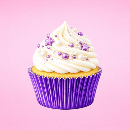 Purple Large Foil Cupcake Cases - 25 Pieces